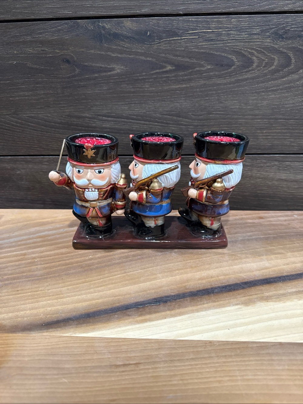 Vintage Yankee Candle Nutcracker Trio Tea Light Holders - Red, Blue, Black